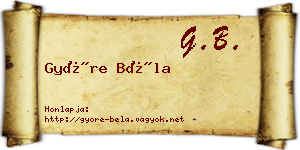 Györe Béla névjegykártya